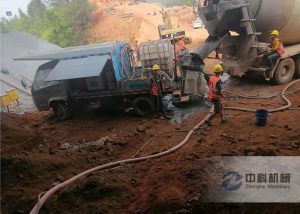 中鐵一局車載混凝土濕噴機施工現場